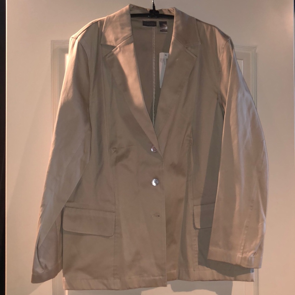 Chico’s khaki jacket /blazer Sz 2 (12/14) NWT